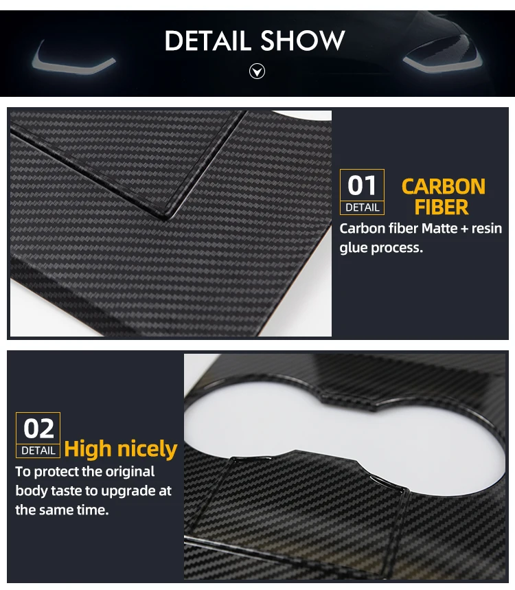 

Carbon Fiber ABS Car Central Console Control Panel Protective Trim Cover For Tesla Model 3 Model Y 2020 Interior Car Accessories