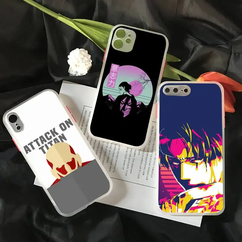 

Attack on Titan Anime Cartoon Phone Case White Color Matte Transparent For iPhone 12 Mini 11 Pro X XR XS Max 7 8 Plus Cover