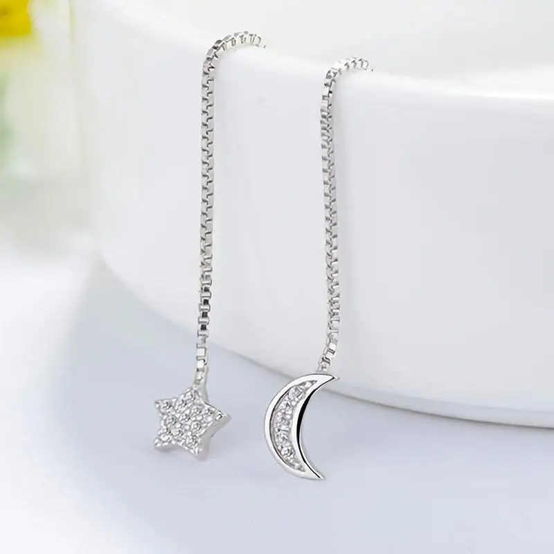 Длинные висячие серьги со звездой и Луной кисточками модные женские свадебные