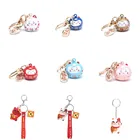 Японские милые брелки для ключей с котом на удачу, автомобильные брелки для ключей, украшение, подвеска с водяным звуком и колокольчиком