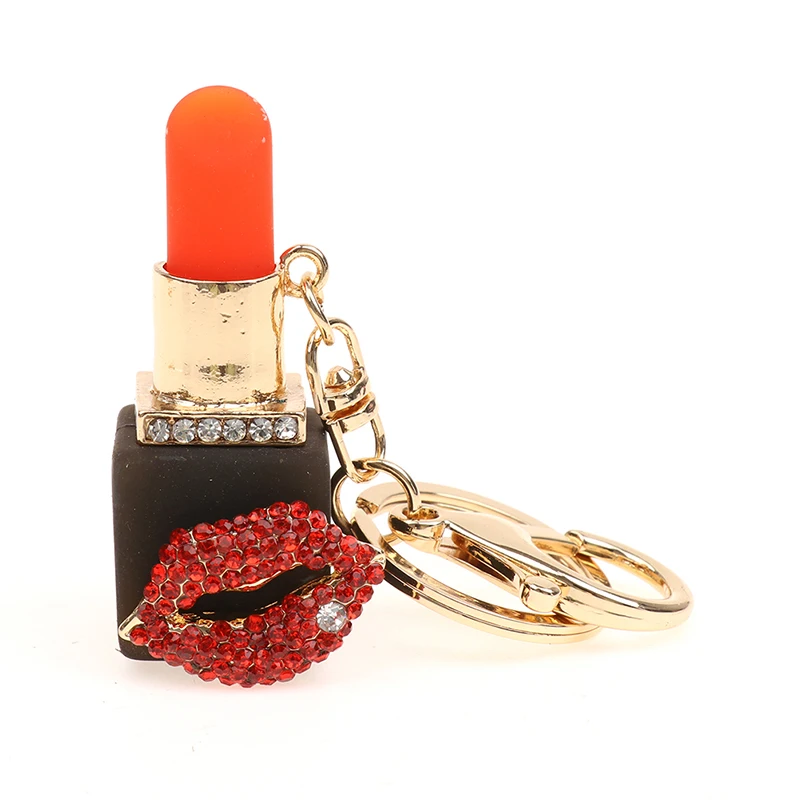 

Fashion Rhinestone Personality Lipstick Keychains Female bag Pendant Keychains