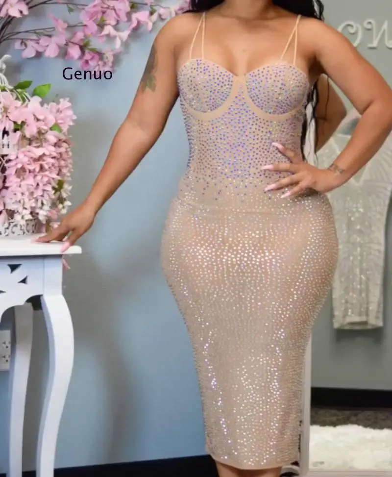 Соблазнительное длинное платье стразы черного цвета женская одежда 2021