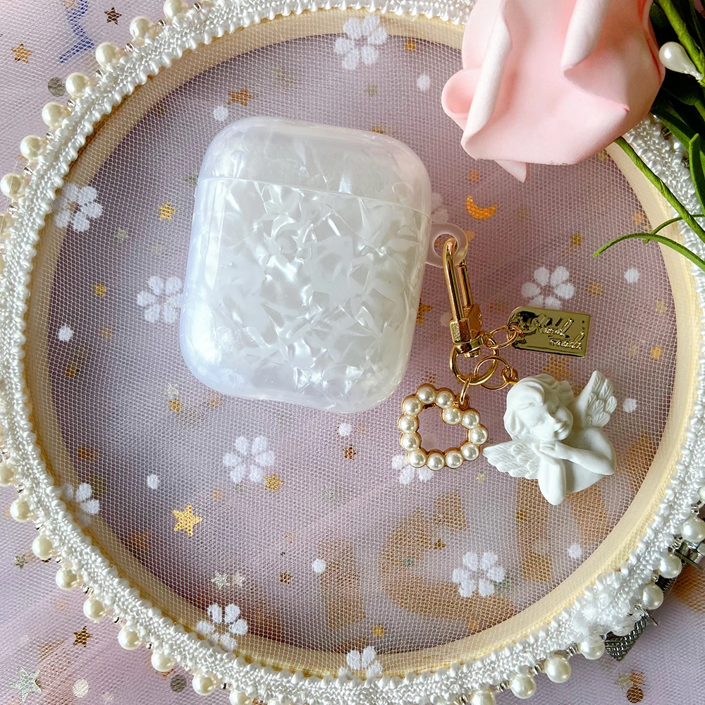 

Luxury Pearl Angel Case for Apple AirPods Pro Case for AirPods 1 2 3 Case Bluetooth Headset Box Wireless Earphone Accessories