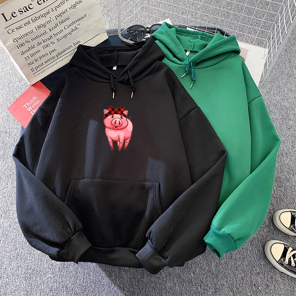 

Cute Funny Pig Hoodie Oversized Harajuku Sweatshirt Kpop Clothes Black and Yellow Hoodies Winter Sweatshirt with Pocket Pink Top