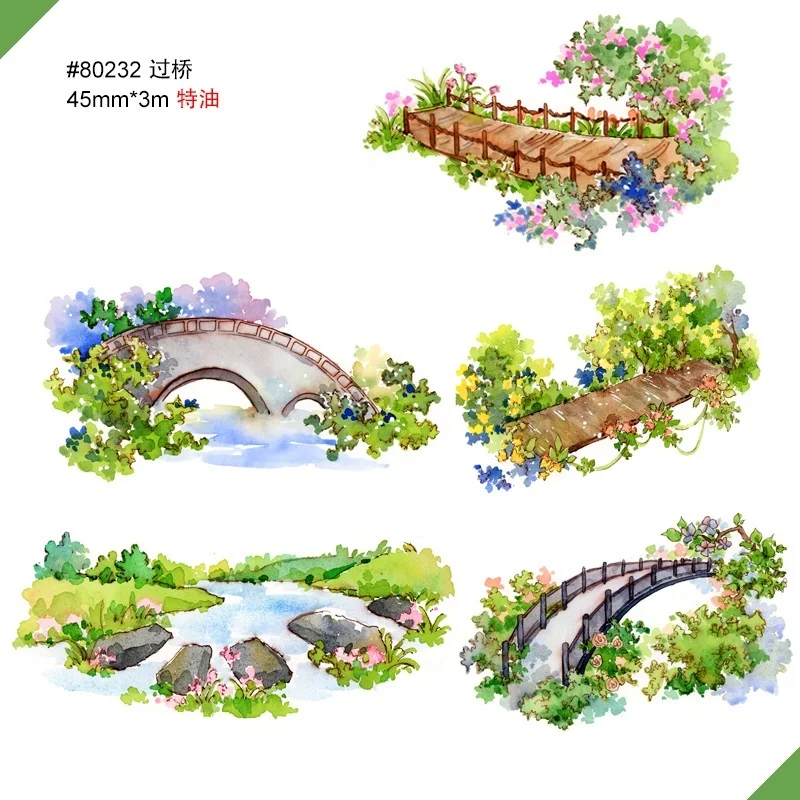 

Vintage design washi tape with release tape Chinese building w/ special ink printing for diy decoration