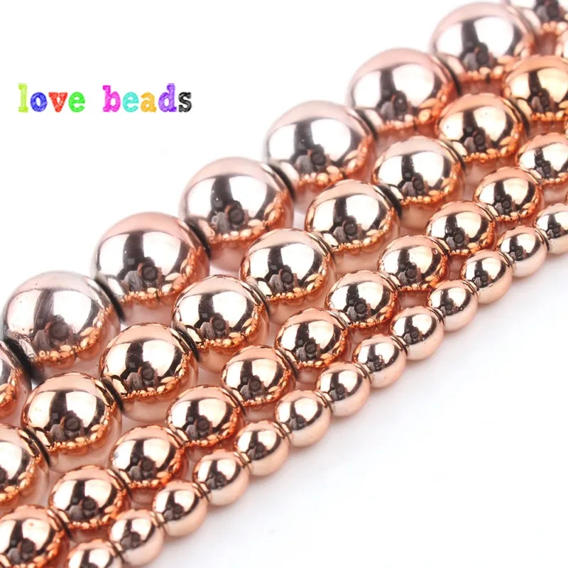 Бусины из натурального камня Новые бусины гематита розового золота круглые с