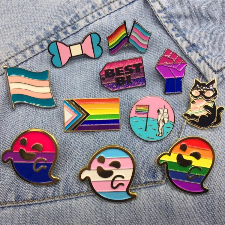 Радужный значок с лацканами в форме сердца ЛГБТ дизайн металлические