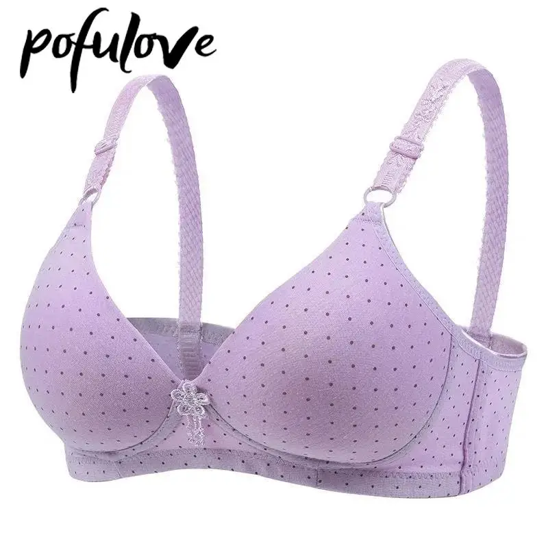 

Push Up Bra for Women Wireless Seamless Bras Plus Size Underwear Dot Pattern Thin Cup Bralette Cotton Soft Female Brassiere Top
