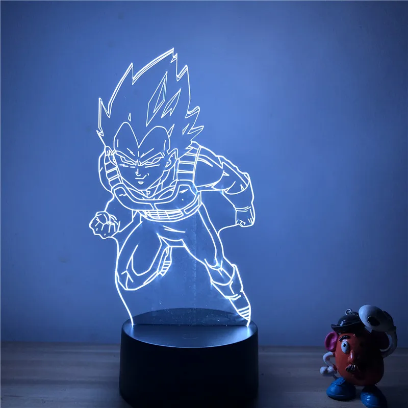 3D светодиодный ночной Светильник Dragon Ball Z Goku Super Saiyan, экшн-фигурка, 7 цветов, сенсорная Оптическая иллюзия, настольная лампа, режим украшения дома