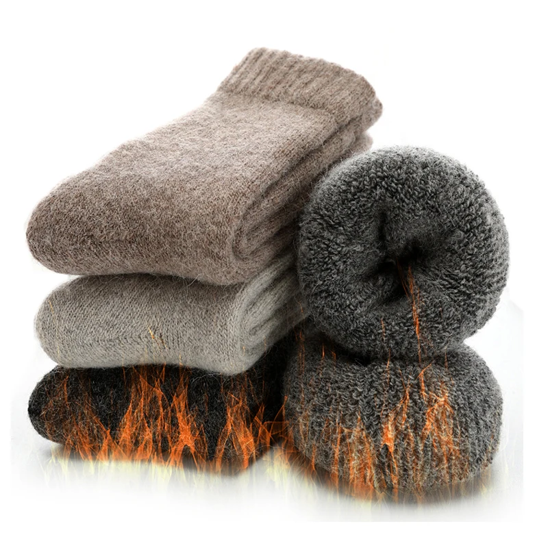 

5 Pairs/lot Super Thicker Solid Socks Merino Wool Socks Against Cold Snow Russia Winter Warm elderly Men Male Socks Gift Parents