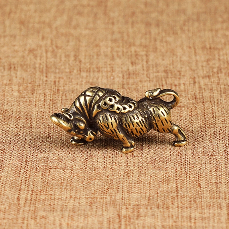 Булл из чистой латуни миниатюрные фигурки винтажное украшение животного стола