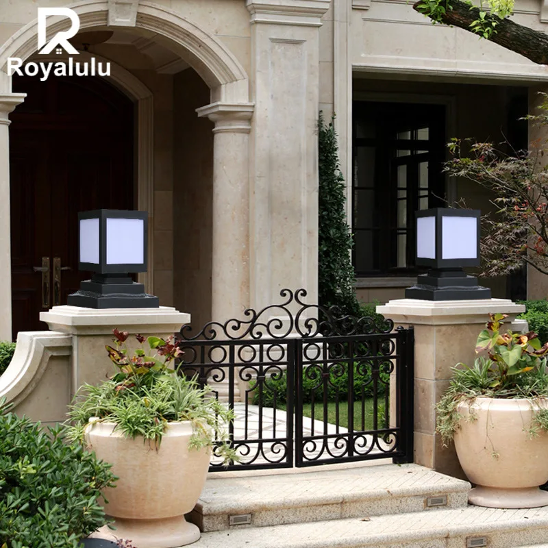 

Royalulu Solar Courtyard Lights Outdoor Garden Column Head Lamp Wall Light Waterproof Landscape Lamp Lawn Street Lights