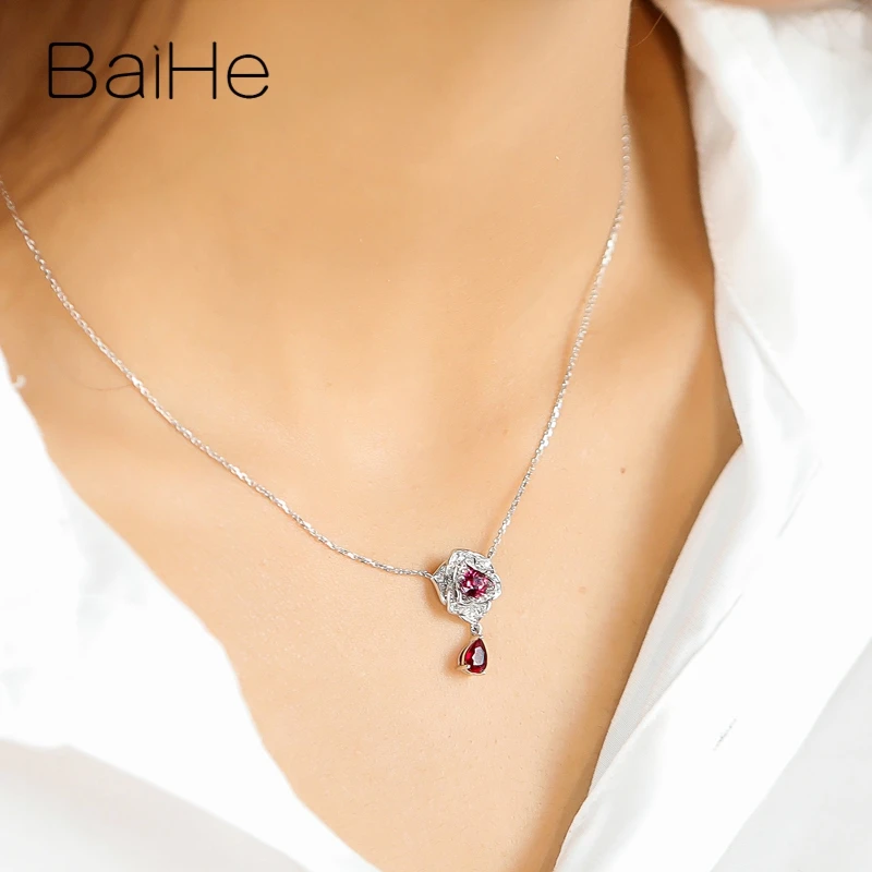 Женское колье из 18-каратного белого золота с натуральным Рубином 0 35 карат + 45 |
