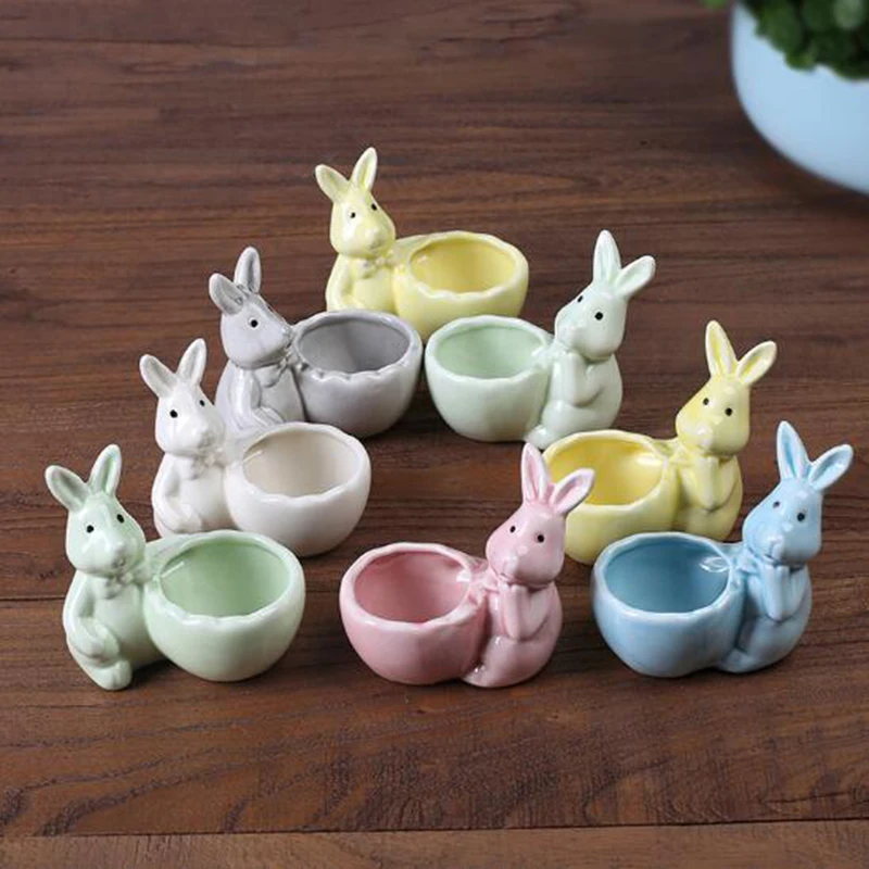 Креативный горшок для суккулентов керамический цветов кролика бонсай зеленых
