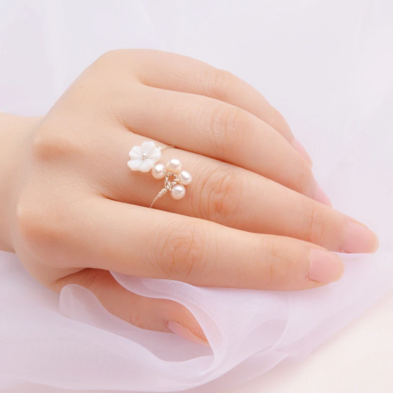 Женское кольцо из серебра 925 пробы с натуральным жемчугом|Кольца| |