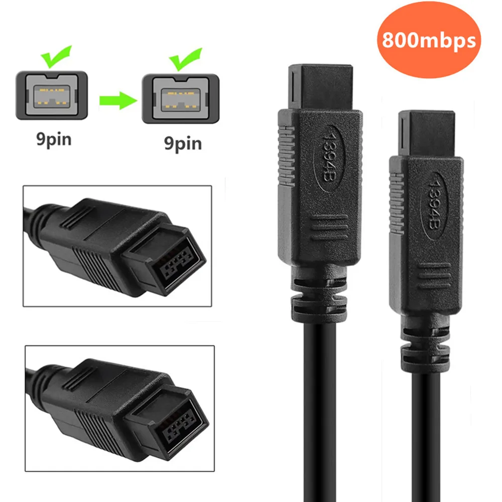 Кабель FireWire 800 IEEE 1394b 9-контактный штекер-штекер для Mac Pro MacBook Mini iMac ПК цифровых