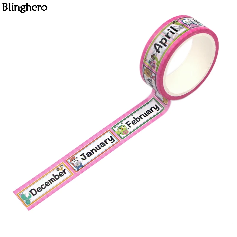 Blinghero 15 мм X 5 м месяц печати маскирования клейкая лента июня июля васи мультфильм