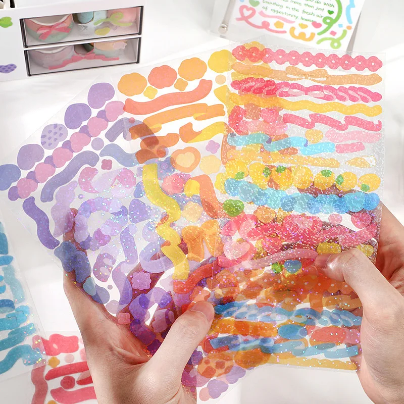 

Colorful Ribbon Stickers Self-adhesive Heart Scrapbooking Stickers Decorative Diy Craft Stickers For Arts Greeting Card Album