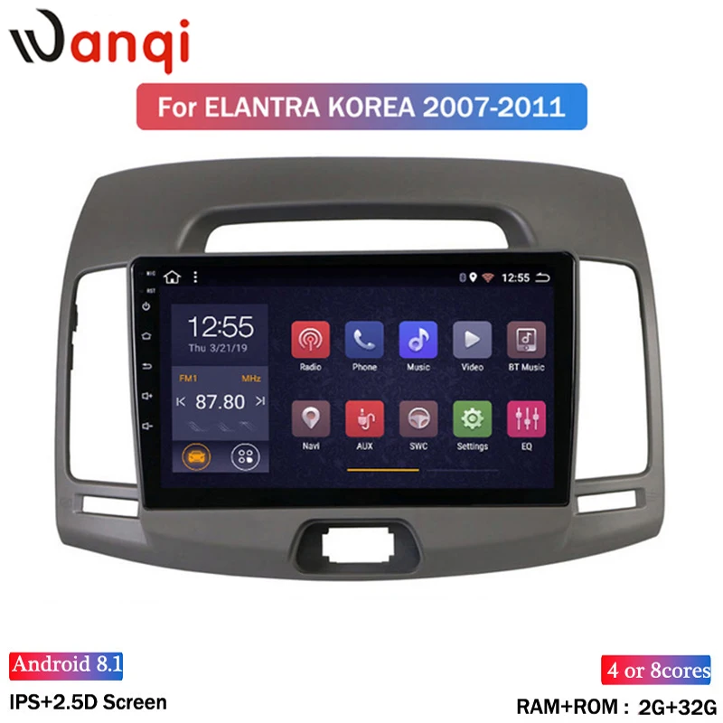 Автомобильный GPS плеер Wanqi 2 + 32G 9 дюймов Android 8 1 HD RDS для Hyundai ELANTRA Корея 2008 2010 радио