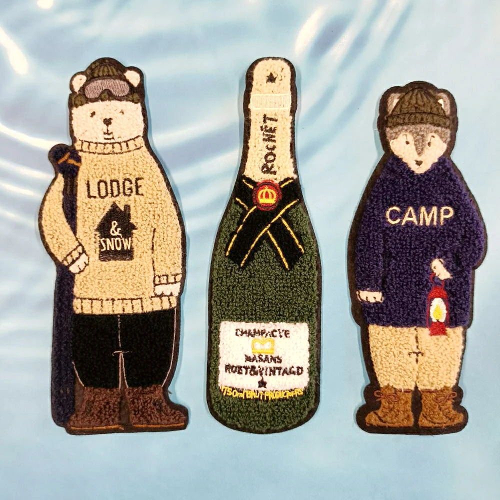 

Garment accessory large embroidery big boys wolf dogs bottle cartoon patches for clothing PA-30