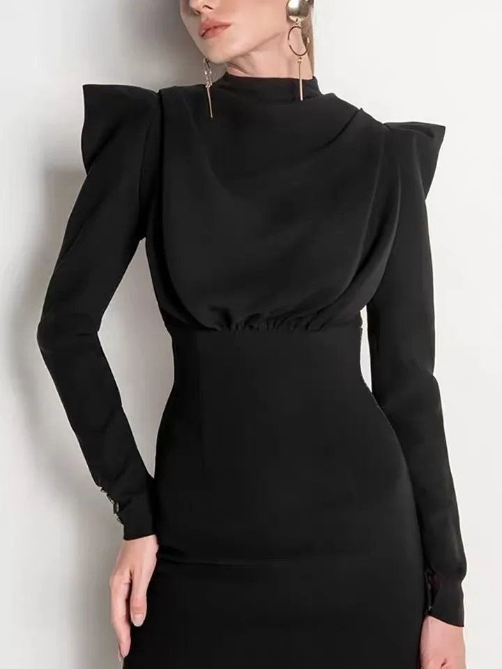 Женское бархатное платье-миди с открытой спиной и воротником-стойкой - купить по