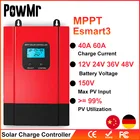 PowMr Esmart3 60A 40A MPPT контроллер солнечной батареи 48В36В24В12В Автоматическая светильник ка ЖК макс. 150VDC вход энергосберегающий Wifi RS485 порт