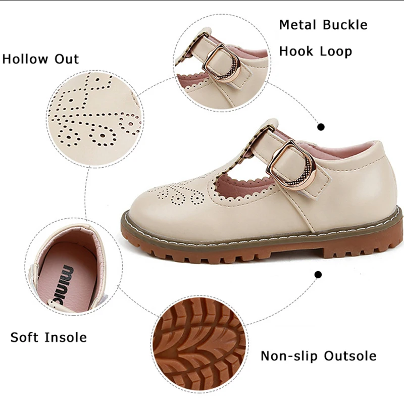Детские туфли без каблуков из искусственной кожи Школьная обувь для девочек