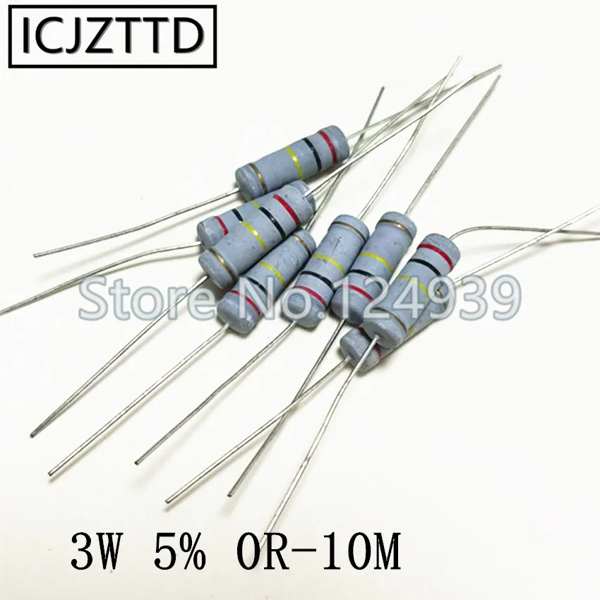200 шт./пакет 3w 5% 3W карбоновый пленочный резистор 62R 68R 75R 82R 91R 100R 120R 150R 180R 200R 220R 240R 270R