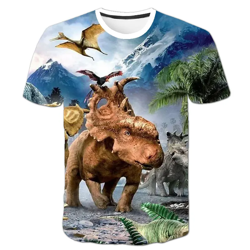 

3D Summer Children's T-Shirt Dinosaur Jurassic Boys' T-Shirt Girl T-Shirt Short Sleeve T-Shirt Fashionable Youth Home Top 4-14t