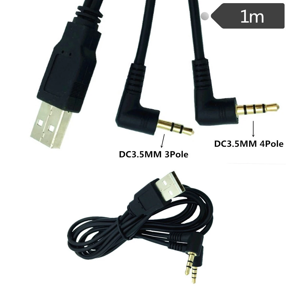 

2 в 1 3,5 мм штекер с разъемом подачи внешнего сигнала AUX Стерео Джек Кабели USB 2,0 Мужской кабель для зарядного устройства, 1 м