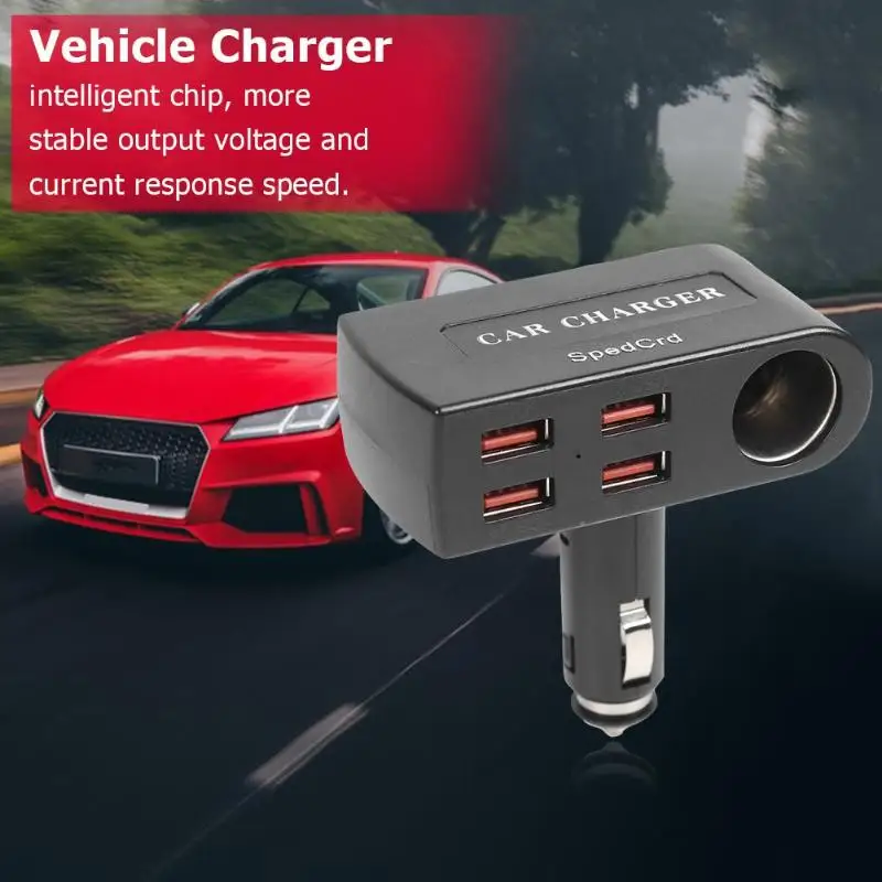 Универсальное автомобильное зарядное устройство 4 USB 3A зарядка четыре USB дизайн Безопасность Интеллектуальная адаптер чипа гнездо прикуривателя