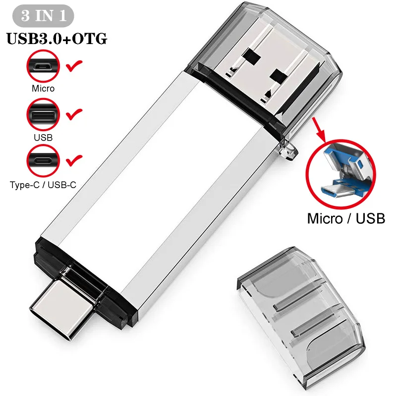 UBS 3 0 OTG USB флеш-накопитель 64 Гб Флешка в 1 Type C и Micro флешка флэш-накопитель 16 ГБ 32 128 256