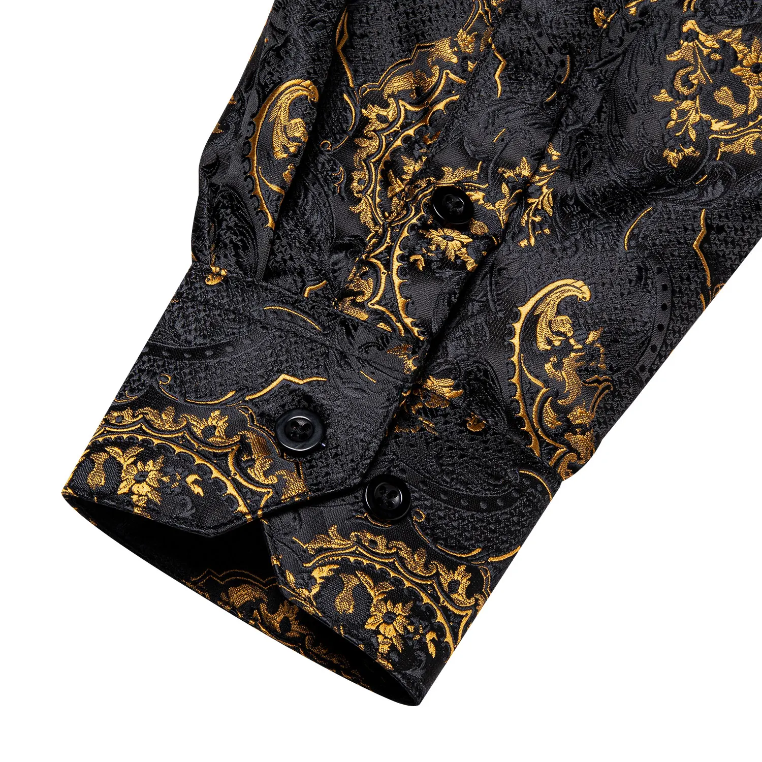 Men's Long Sleeve Silk Paisley Casual Shirt Regular-fit Button-down Collar Formal Dress Shirt Slim Fit Fashion Shirt DiBanGu