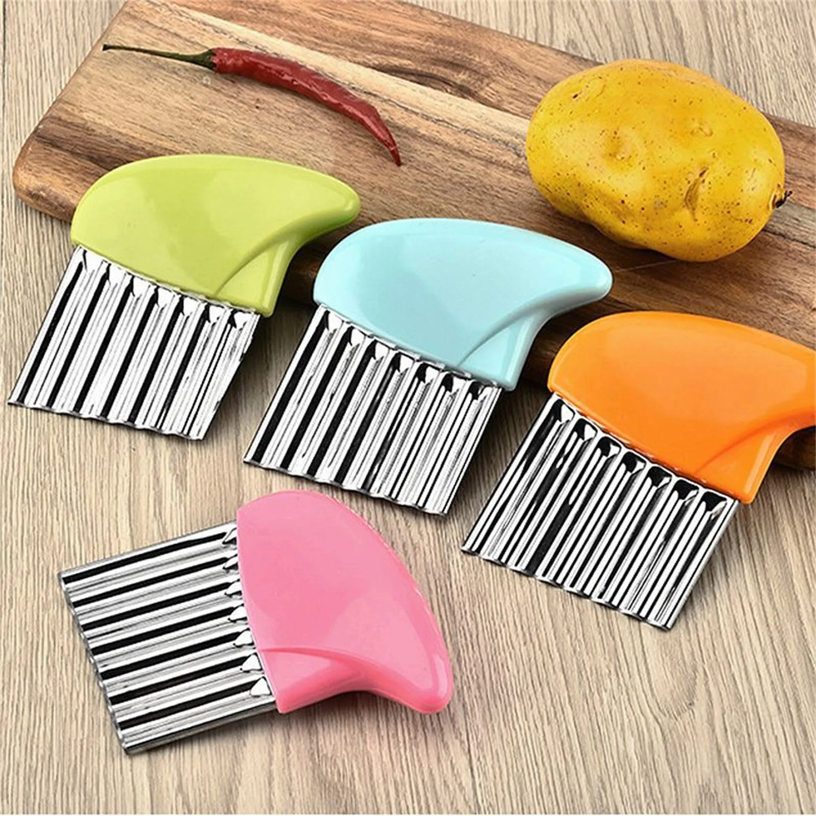 Wavy Edged Tool Wave onion potato slices wrinkled french fries s alad corrugated cutting Chopped Knife Kitchen Gadgets | Дом и сад