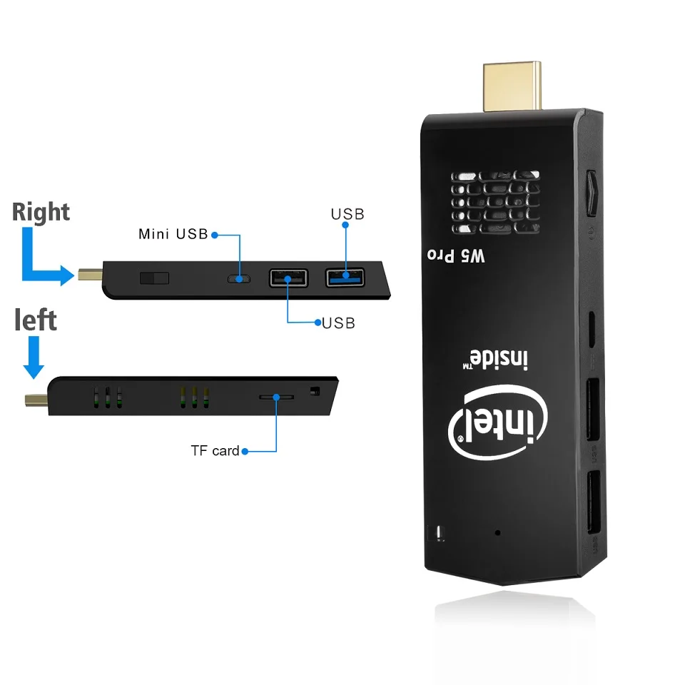 Производитель Intel Atom x5-Z8350 Pocket Mini PC Dongle W5 Pro Win10 RAM 2GB + 32GB Dual WiFi USB3.0 до максимальной