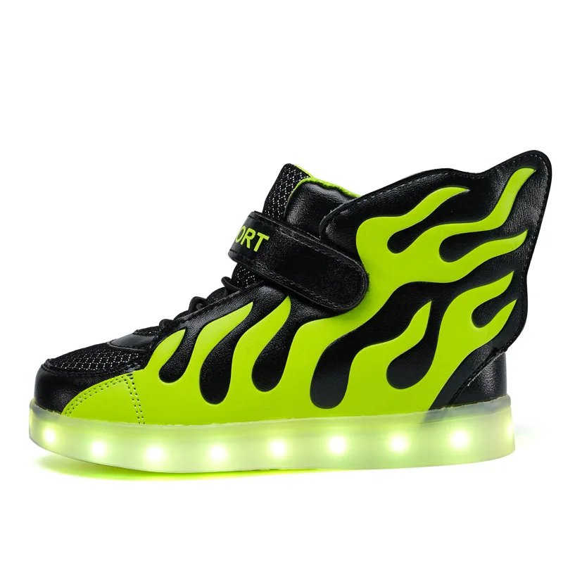 

Adult Children's USB Charging Wings LED Shoes Boys Girls Luminous Sole Glowing Mesh Leather Sneaker Kids Casual Tennis Footwear