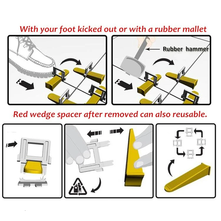 

401pcs Tile Leveling System Spacer Tiling Flooring Tools 300 Pieces Clips + 100 Pcs Wedges + Pliers Spacer 3mm