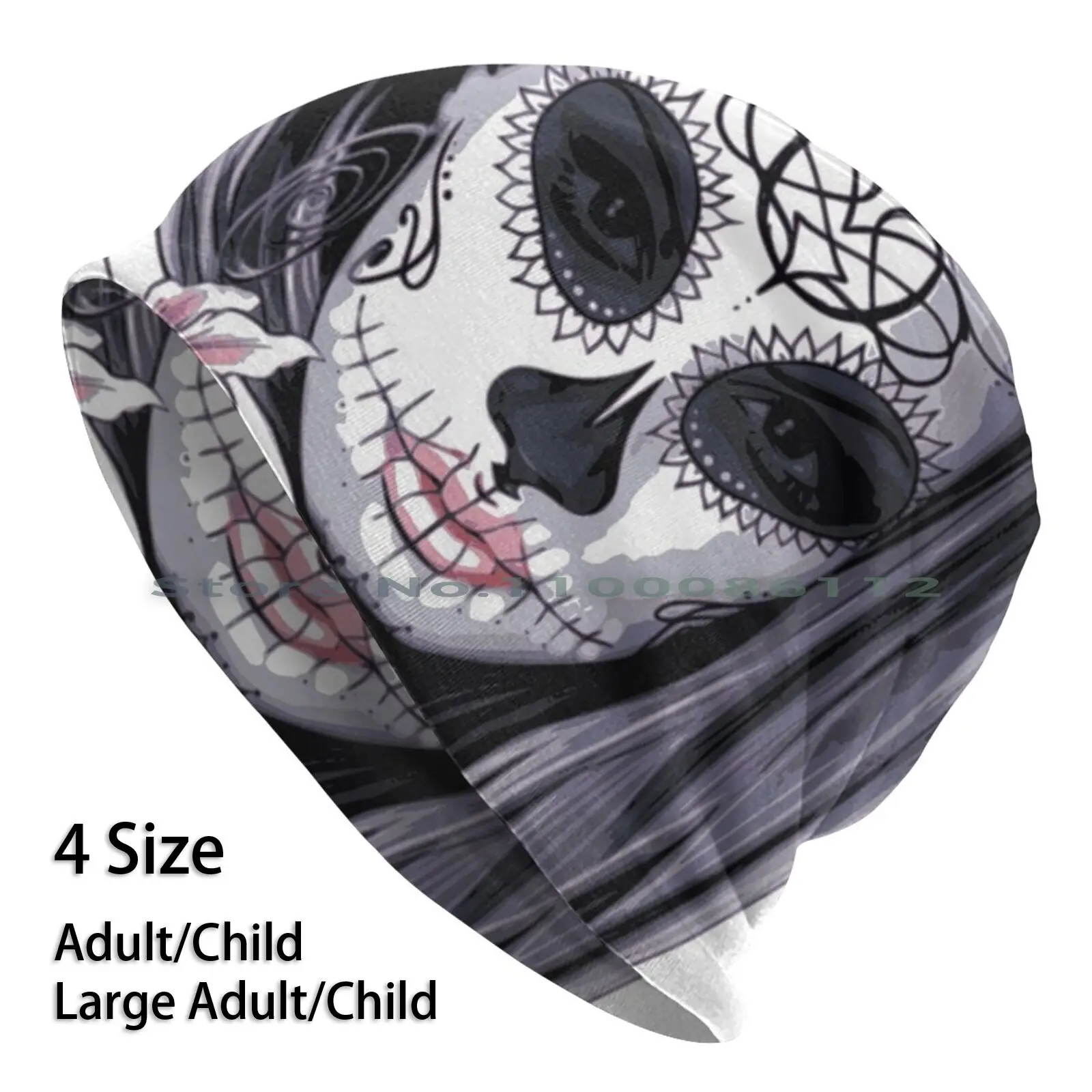 

Skull Make-Up Beanies Knit Hat Skull Carnival Girls Womens Indie Boho Grunge Halloween Make Up Horror Costume Bones Mexico Day