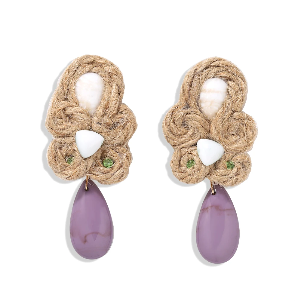 Лучшие женские Модные фиолетовые серьги с кисточками из бисера гвоздики ручной