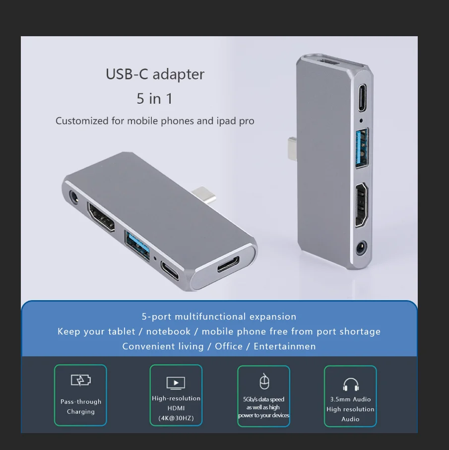 

USB C HUB to HDMI USB 3.0 HUB for iPad Pro Type C HUB for MacBook Pro Docking Station Multi Port Type-C HUB for Nintendo Switch