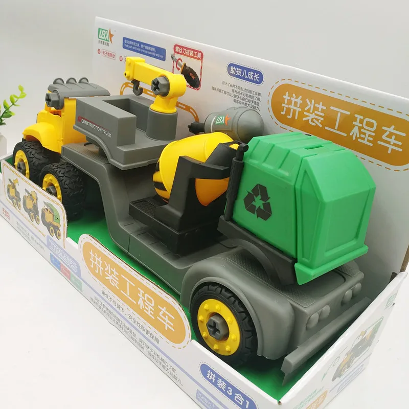 

AZMA DIY Engineering Car Tractor toy Children DIY Assembly Engineer vehicle toys Educational Blocks Toy Screw Driver kids gifts