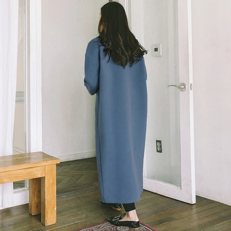 2020 Autumn Winter Wool Coat Women Long Female Overcoat Woolen Coats Women's Clothing Casacas Para Mujer KJ363 | Женская одежда