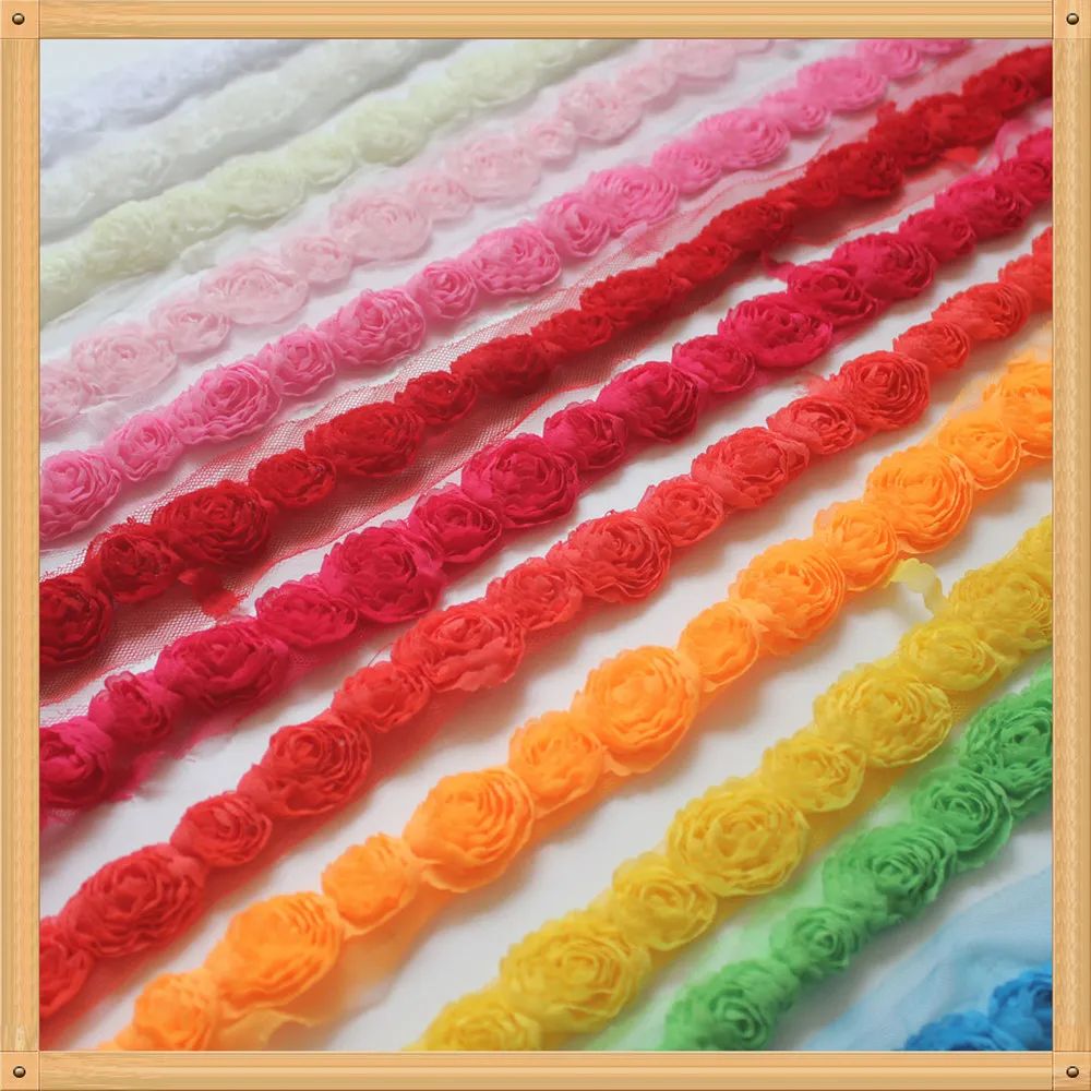 5y потрепанная шифоновая Роза кружевная отделка для маленьких девочек