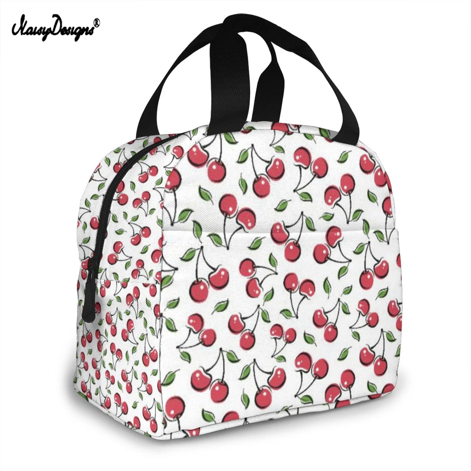 

NOISYDESIGNS Insulated Lunch Bag For Women Kid Cute Cherry Print Lunch Bag Children Oxford Cloth Lunchbag Women Picnic Food Bag