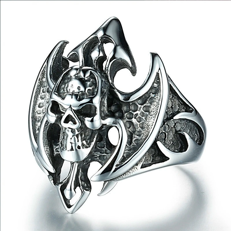 

The New Creative European and American Hip Hop Rock Skull Cross Men's Ring Personality Fashion Trend Punk Ring Jewelry wholesale