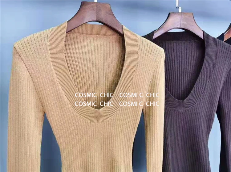 Cosmicchic Women Long Sleeve Knitted Wool Bodysuit Autumn Winter O Neck Sexy Bodycon Top Quality Party Club Solid Body