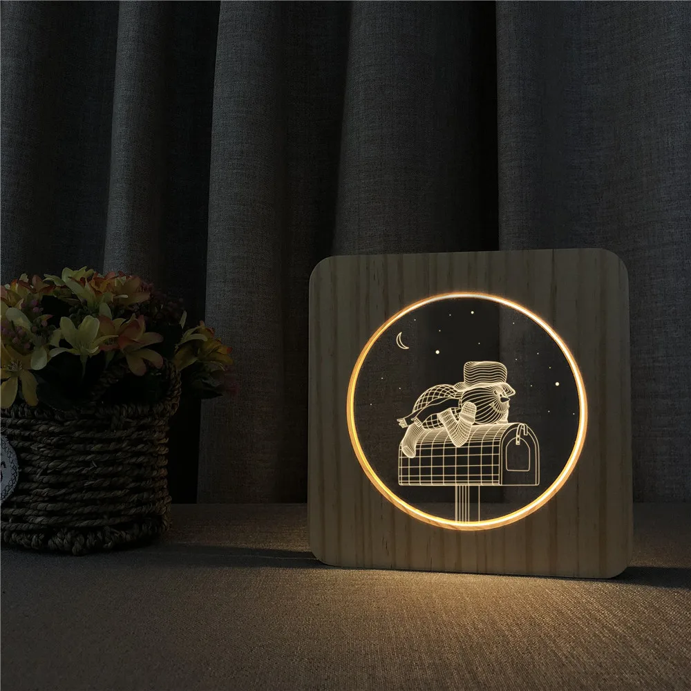 Почтовая шкатулка формирующая 3D Светодиодная акриловая деревянная Ночная лампа