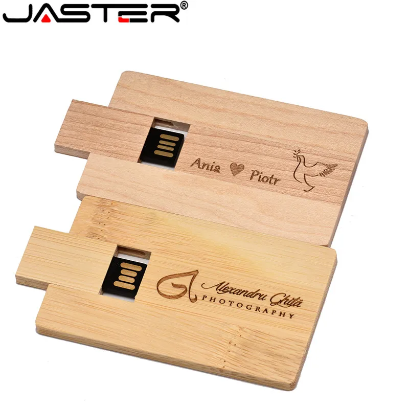

JASTER USB flash drive Wooden Card USB2.0 128GB Maple Pen Drive memory stick Drives 4GB 8GB 16GB 32GB Gift Free Custom Logo
