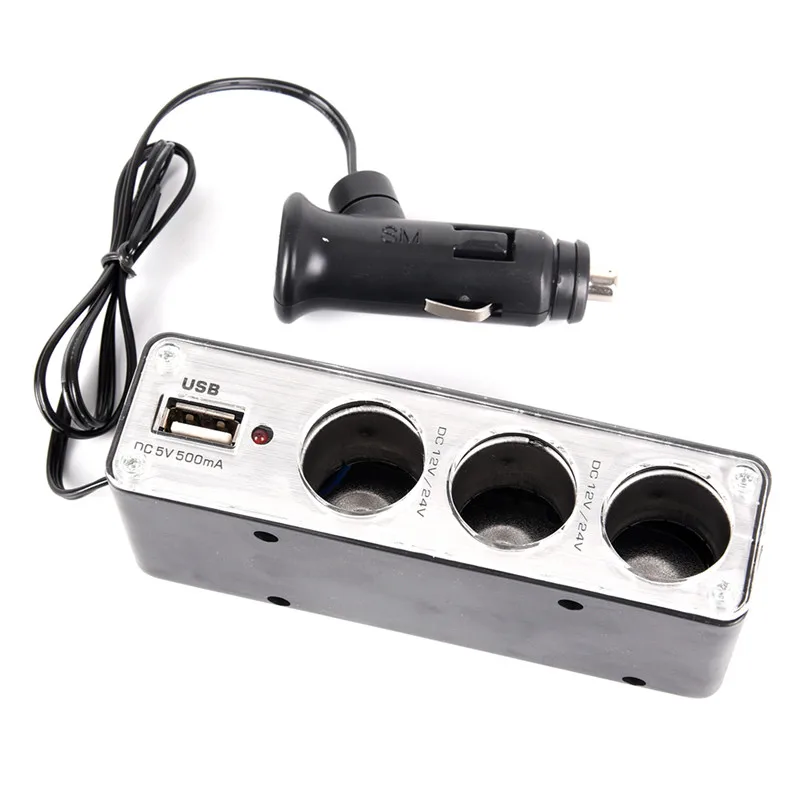 1 шт. трехместного разветвитель прикуривателя адаптер Plug &amp USB Порты и разъёмы 3 Way
