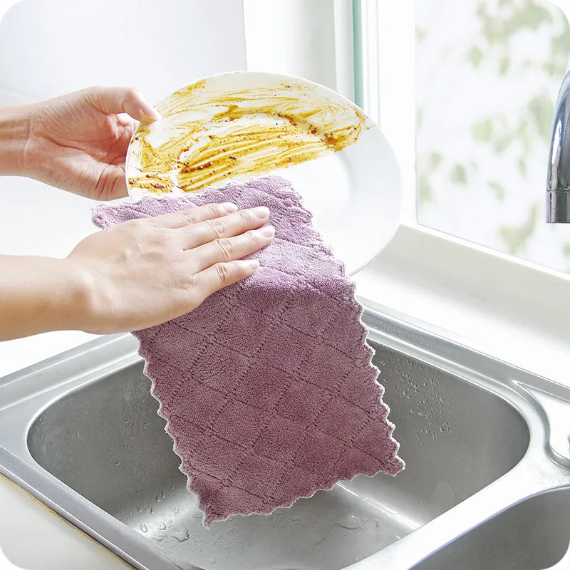 10pcs Dishcloth Lazy Rag Super Absorbent Microfiber Kitchen Cleaning Cloth Tableware Household Towel Tools | Дом и сад